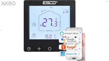 ESCO TC-720C WIFI TUYA CZARNY Termostat DO KOTŁA p